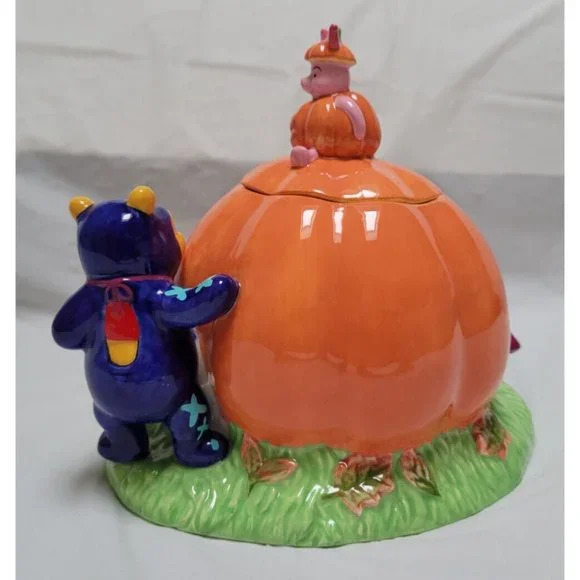 Vintage 1998 DISNEY STORE Halloween Cookie Jar Pooh Piglet Eeyore in Cos… - Picture 4 of 11